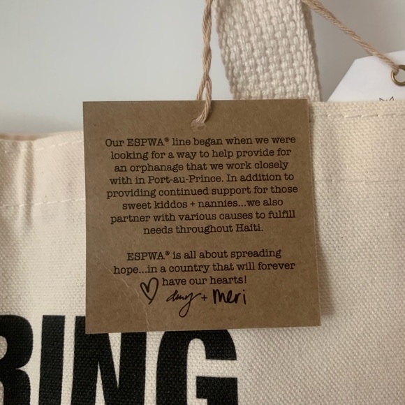 The Shop Forward ESPWA 4 Things TEACHER Canvas Tote Bag Cream Black - Picture 6 of 9